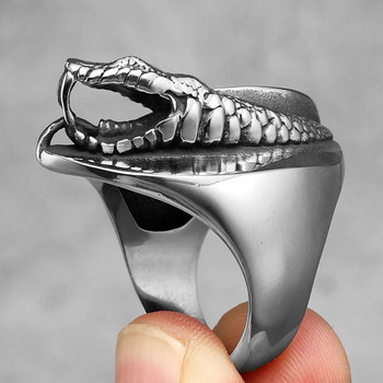Пръстен със завита змия Мъжки пръстени от неръждаема стомана Уникален пънк абстракт за Riker Мъжки модни бижута Аксесоари Подарък Dropshipping