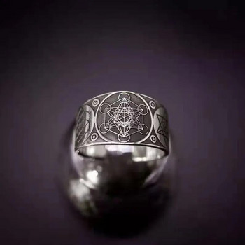 Пръстен от сплав Метатрон, регулируем размер Ангелски пръстен с печат Соломон Геометрични изявления Пръстени за пръсти за жени и мъже Бижута Подаръци