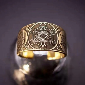 Пръстен от сплав Метатрон, регулируем размер Ангелски пръстен с печат Соломон Геометрични изявления Пръстени за пръсти за жени и мъже Бижута Подаръци