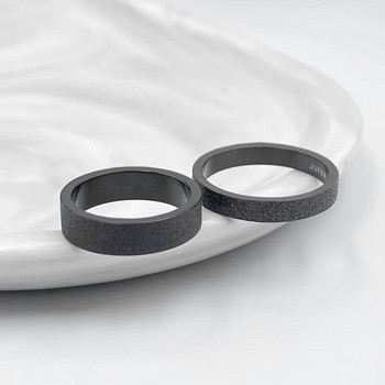 Обикновен 3 мм 5 мм дамски мъжки двоен черен титаниев пръстен с матиран пръстен Бижута за мъжки сватбени халки Подарък