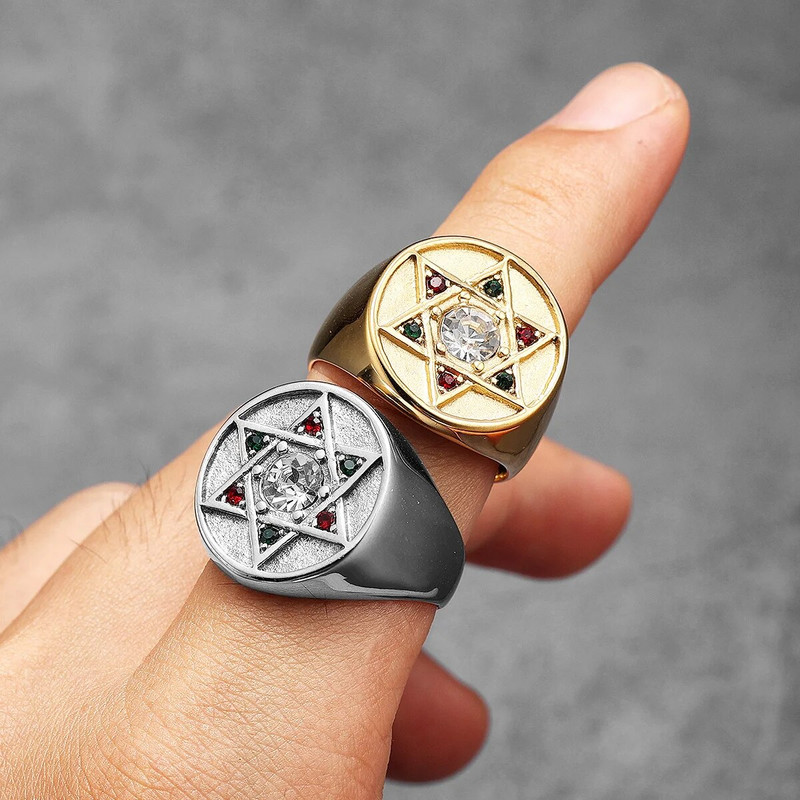 Saalomoni täht Taaveti Meeste Sõrmused Roostevabast terasest Naiste Ehted Punk Uus In Rock Lahedad asjad Moeaksessuaarid Kingituste hulgimüük