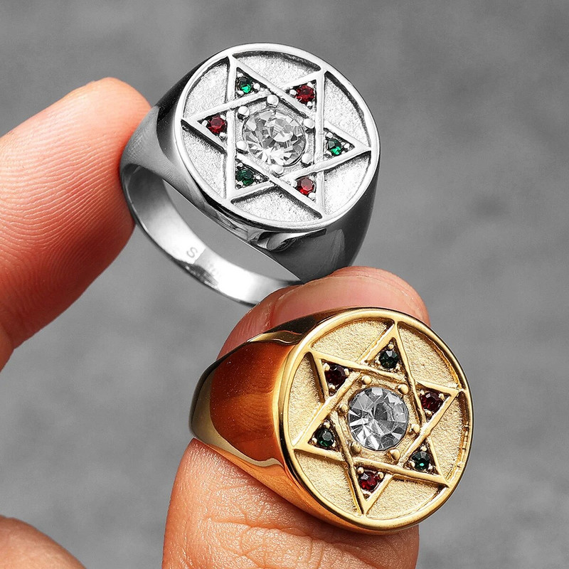 Saalomoni täht Taaveti Meeste Sõrmused Roostevabast terasest Naiste Ehted Punk Uus In Rock Lahedad asjad Moeaksessuaarid Kingituste hulgimüük