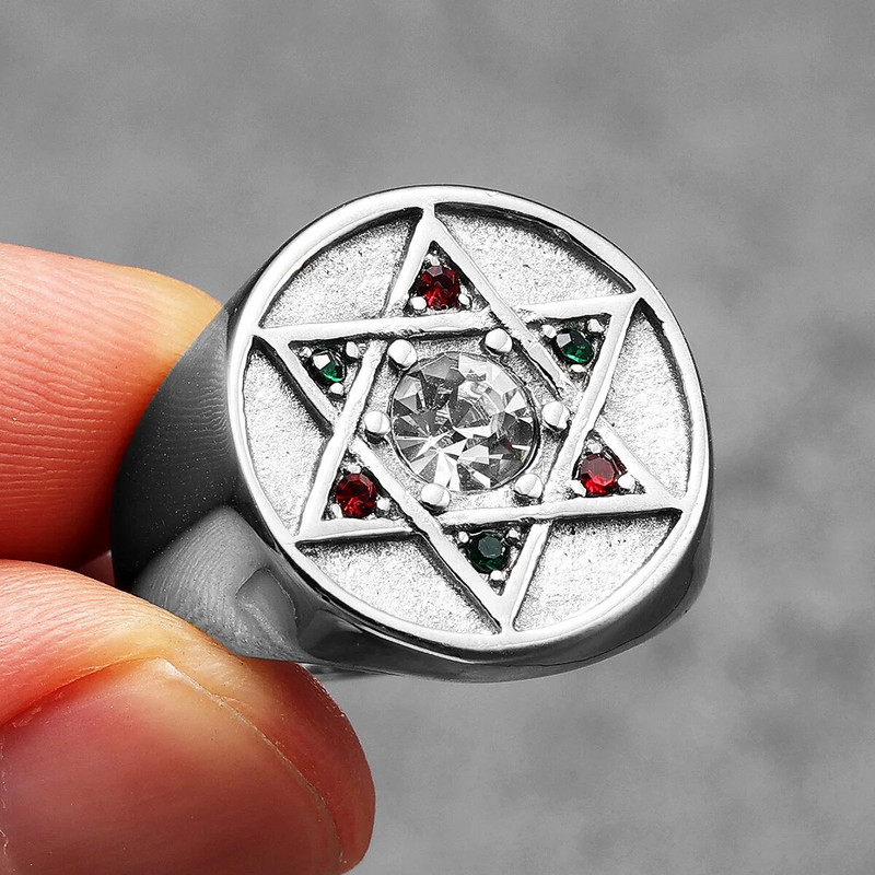 Saalomoni täht Taaveti Meeste Sõrmused Roostevabast terasest Naiste Ehted Punk Uus In Rock Lahedad asjad Moeaksessuaarid Kingituste hulgimüük