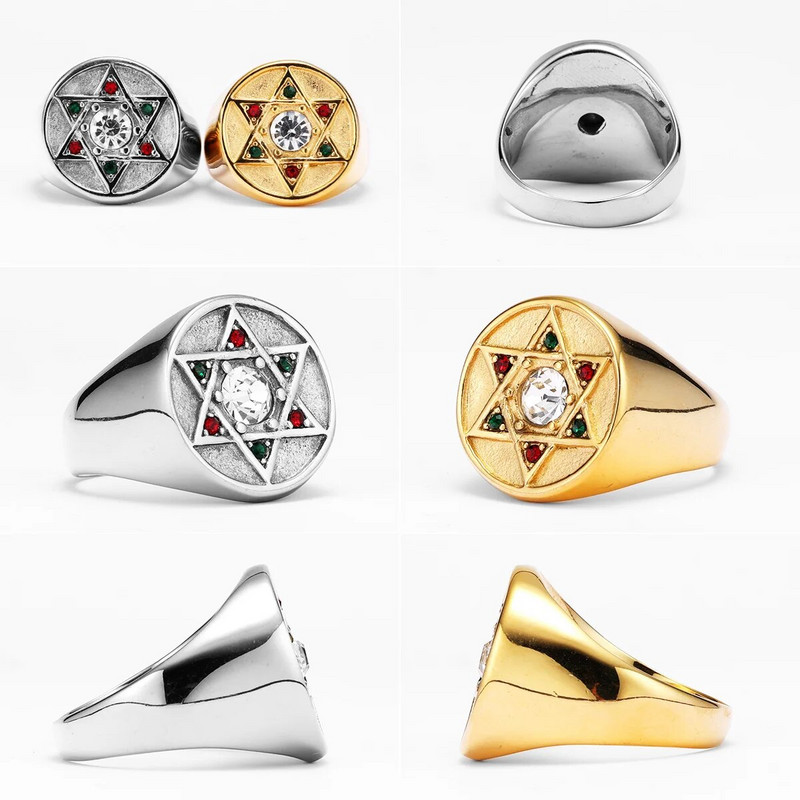 Saalomoni täht Taaveti Meeste Sõrmused Roostevabast terasest Naiste Ehted Punk Uus In Rock Lahedad asjad Moeaksessuaarid Kingituste hulgimüük
