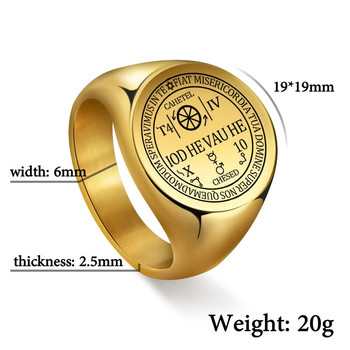 Dreamtimes Archangel Cahetel Fortune Seal δαχτυλίδι Iod He Vau He Solomon Kabbalah Amulet Βίκινγκ Δαχτυλίδι για άνδρες Κοσμήματα από ανοξείδωτο ατσάλι