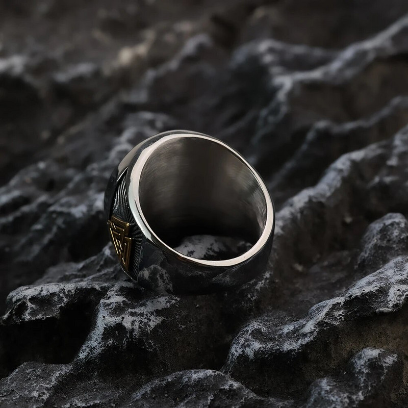 Euroopa ja Ameerika ehted titaanterasest Viking kirjasõrmus retro trendikas meeste isikupärastatud punk roostevabast terasest sõrmus