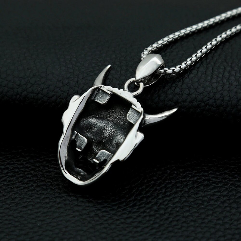 Vintage Personality Prajna Mask Kulonu Kaklarotas Vīriešiem 316L Nerūsējošā tērauda Dominējošais Dēmons Galvaskauss Rotaslietas Dāvanu Dropshipping