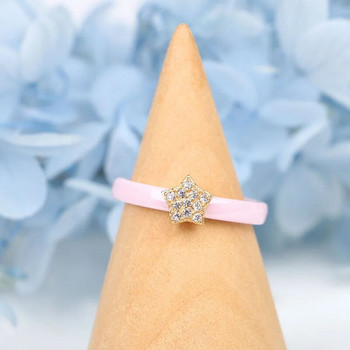 Κεραμικό δαχτυλίδι μόδας πλάτους 3 χιλιοστών με κρυστάλλινο αστέρι για γυναίκες Κομψά κοσμήματα Μαύρο Λευκό Ροζ Μπλε Λεία Κεραμικά Δαχτυλίδια Δώρα