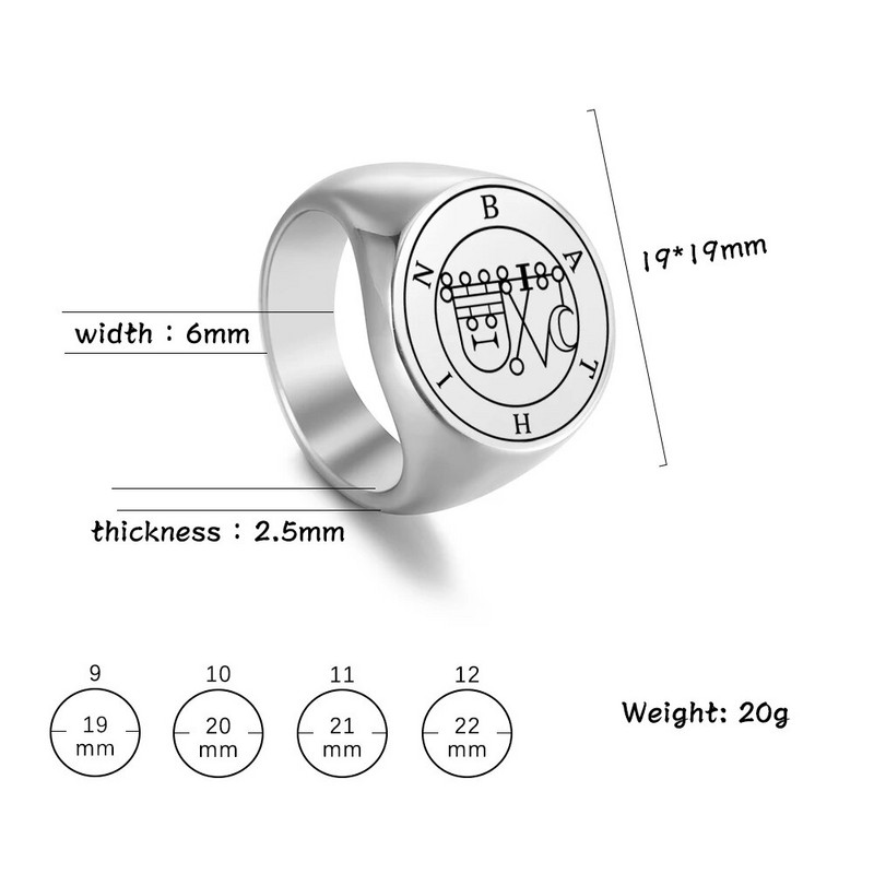Dreamtimes Sigil of BATHIN 72 Demons Seals Sõrmused Naistele Meestele Saatan Roostevabast Terasest Hõbeda värvi 19MM Punk Ring Ehted Kingitused