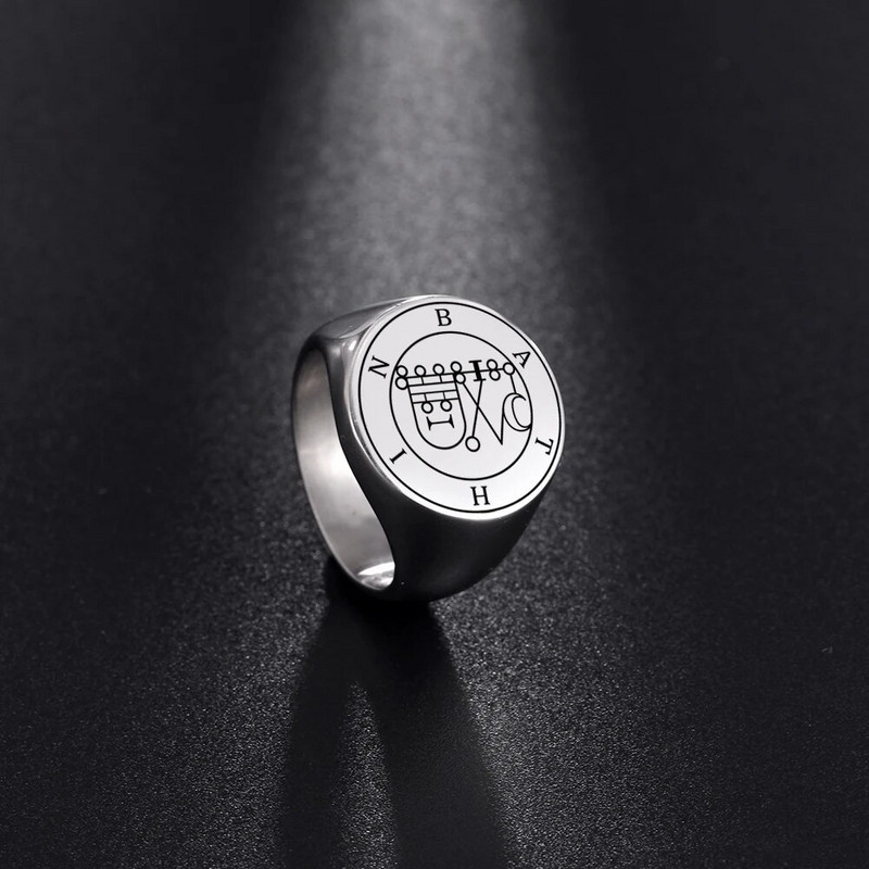 Dreamtimes Sigil of BATHIN 72 Demons Seals Sõrmused Naistele Meestele Saatan Roostevabast Terasest Hõbeda värvi 19MM Punk Ring Ehted Kingitused