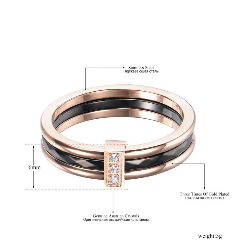 AENINE Trendy Mosaic CZ Crystal Rose Gold Δαχτυλίδι αρραβώνων Κοσμήματα Βέρες από ανοξείδωτο ατσάλι για γυναίκες Anneau AR18001