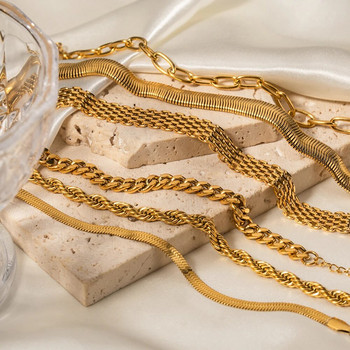Uworld Fashion Link Chain Гривна от неръждаема стомана за жени Изящна златиста метална текстура Бижута Момиче Плажен подарък брело
