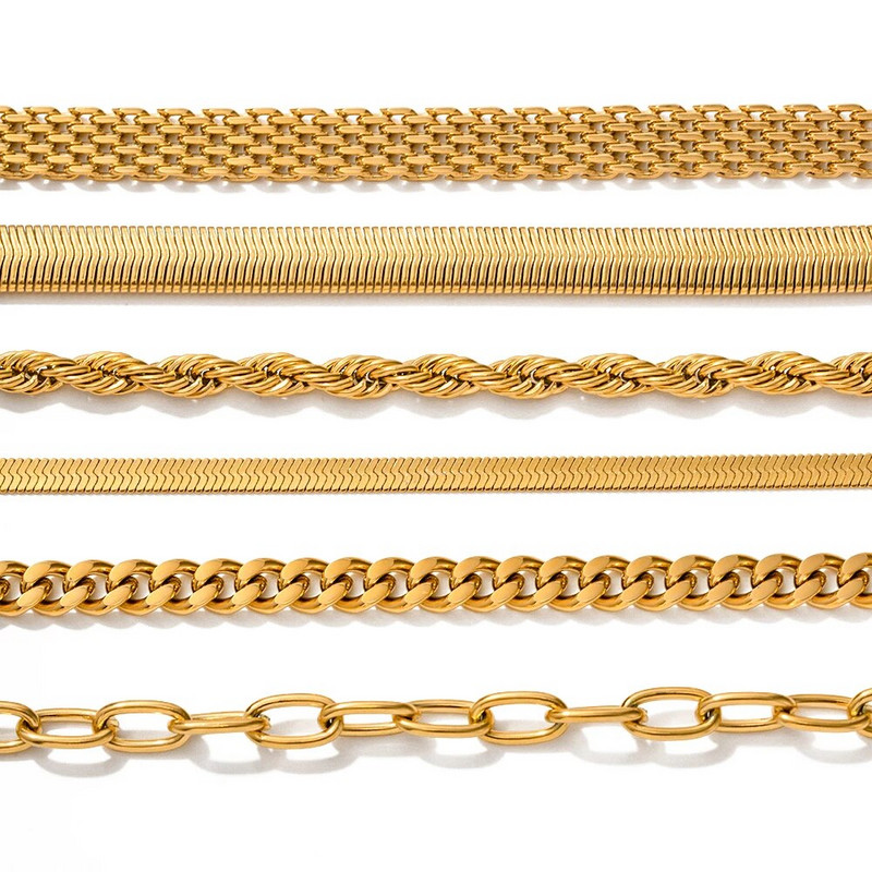 Uworld Fashion Link ķēdes nerūsējošā tērauda rokassprādze sievietēm Izsmalcināta zelta metāla tekstūra rotaslietas meitenei pludmales dāvana брело