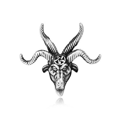 Modna ogrlica s privjeskom od nehrđajućeg čelika s kozjom glavom za muškarce Vintage punk pentagram Pan Bog s lubanjom Ogrlice Amulet Nakit Pokloni