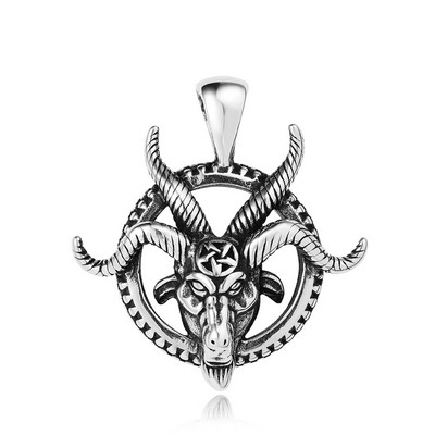 Modna ogrlica s privjeskom od nehrđajućeg čelika s kozjom glavom za muškarce Vintage punk pentagram Pan Bog s lubanjom Ogrlice Amulet Nakit Pokloni