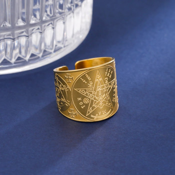 Δαχτυλίδι Witchcraft Pentagram Tetragrammaton από ανοξείδωτο ατσάλι με πεντάλφα δαχτυλίδι για άνδρες The Ancient Power Protection Amulet Jewely