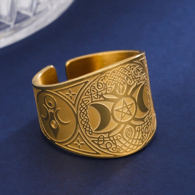 Burvju Pentagramma Tetragrammaton Gredzens Nerūsējošā tērauda Pentaklis Pirkstu gredzens Vīriešiem Senais Spēka Aizsardzības Amulets Dārglietas