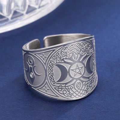 Burvju Pentagramma Tetragrammaton Gredzens Nerūsējošā tērauda Pentaklis Pirkstu gredzens Vīriešiem Senais Spēka Aizsardzības Amulets Dārglietas