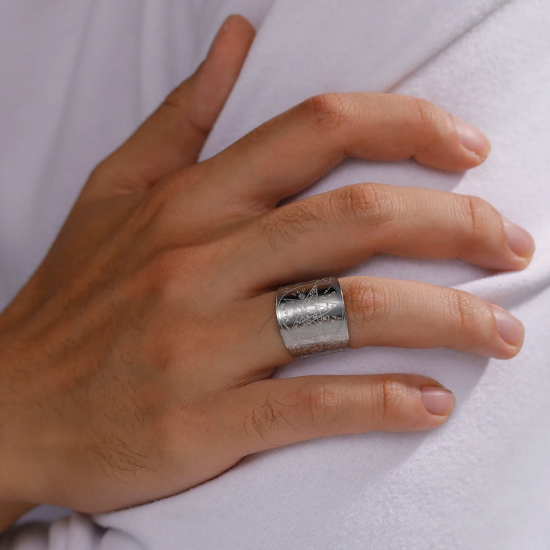 Burvju Pentagramma Tetragrammaton Gredzens Nerūsējošā tērauda Pentaklis Pirkstu gredzens Vīriešiem Senais Spēka Aizsardzības Amulets Dārglietas