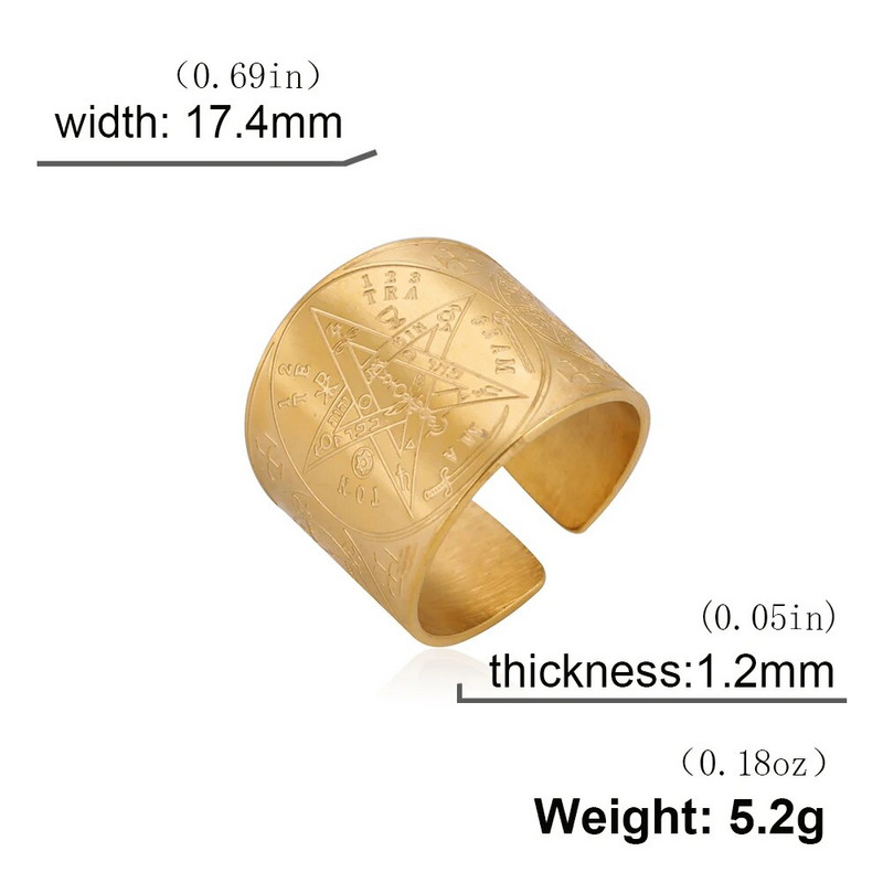 Burvju Pentagramma Tetragrammaton Gredzens Nerūsējošā tērauda Pentaklis Pirkstu gredzens Vīriešiem Senais Spēka Aizsardzības Amulets Dārglietas