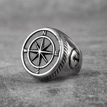 Навигатор Компас Sailor Anchor Мъжки пръстени от неръждаема стомана Пънк хип хоп за мъжко гадже Бижута Творчество Подарък на едро
