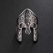 Δαχτυλίδι κράνους Man Viking Warrior Scandinavian Pagan Norse Rune Spartan Mask Κράνος Δαχτυλίδι για άνδρες Τοτέμ κοσμήματα