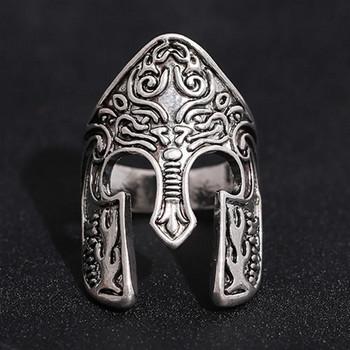 Δαχτυλίδι κράνους Man Viking Warrior Scandinavian Pagan Norse Rune Spartan Mask Κράνος Δαχτυλίδι για άνδρες Τοτέμ κοσμήματα
