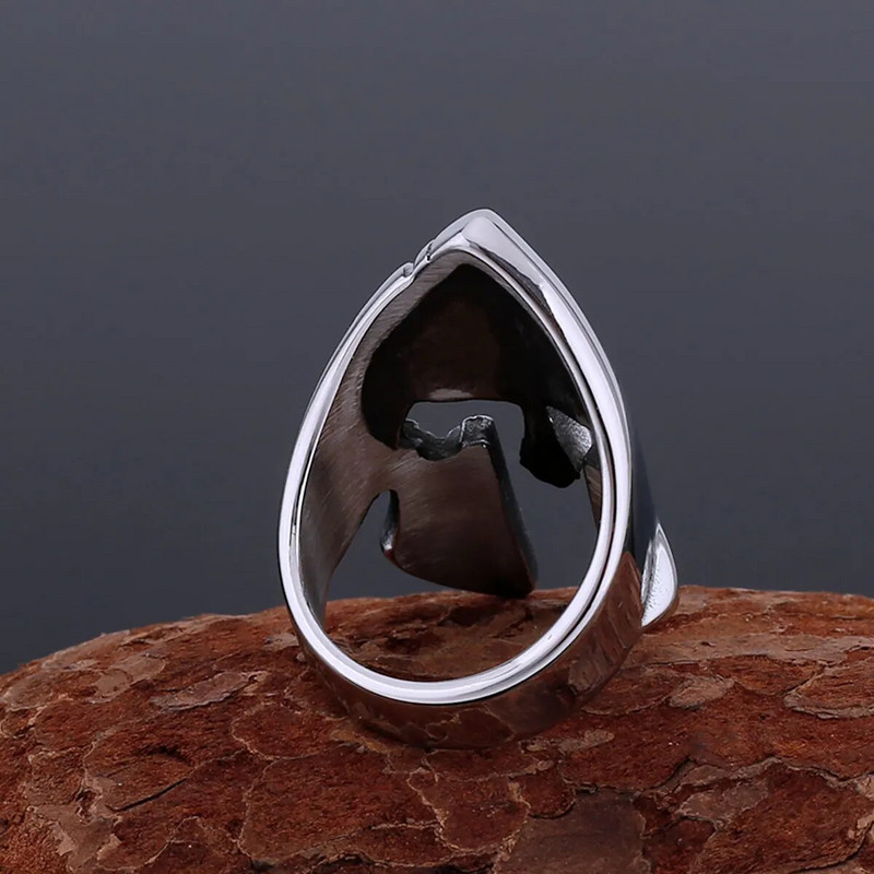 Vikinzi od nehrđajućeg čelika Sjajna maska Prsten Muška osobnost Punk Hip Hop Sparta Oblik štitnika za lice Prsten Nakit Prsten Poklon