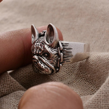 Сладък прекрасен булдог Животински дизайн Ретро тайландски сребърен унисекс пръстен Промоционални бижута за жени Мъж Евтини подаръци Без избледняване
