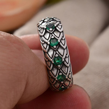 Аксесоари за ръчни бижута Ретро змийски люспи Зелен кристал Тайландски сребърен мъжки пръстен Подаръци за рожден ден Без избледняване