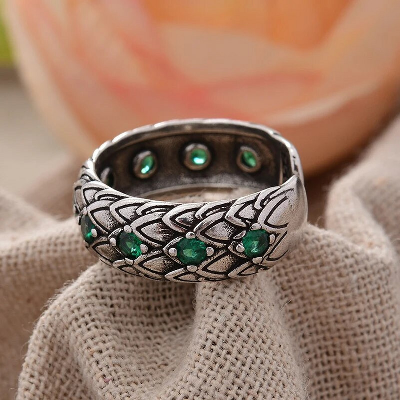 Käte ehted Aksessuaarid Retro mao kaalud Roheline kristall Tai hõbedane meessõrmus Sünnipäevakingitused ei tuhmu