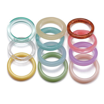 Κορεατικά πολύχρωμα διαφανή δαχτυλίδια από ρητίνη ακρυλικά σετ για γυναίκες Μοντέρνα κοσμήματα γάμου με γεωμετρικό λεπτό στρογγυλό δαχτυλίδι