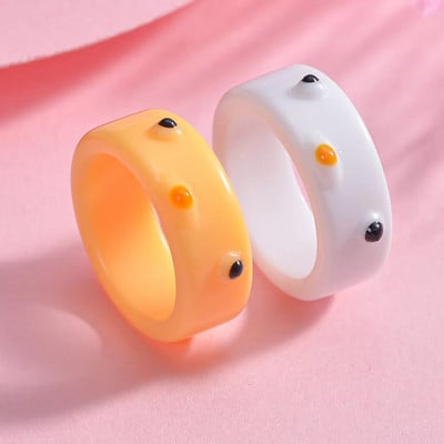 Korejiešu krāsaini caurspīdīgi sveķu akrila gredzenu komplekts sievietēm Moderns ģeometrisks plāns gredzens kāzu rotaslietas