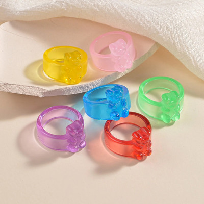 Korejiešu krāsaini caurspīdīgi sveķu akrila gredzenu komplekts sievietēm Moderns ģeometrisks plāns gredzens kāzu rotaslietas