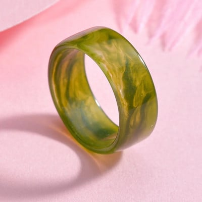 Korejiešu krāsaini caurspīdīgi sveķu akrila gredzenu komplekts sievietēm Moderns ģeometrisks plāns gredzens kāzu rotaslietas