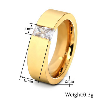 Модни бижута с кристален циркон, двуцветен пръстен с покритие, класически пръстени от неръждаема стомана 316L за жени, мъже, бижута, парти подаръци