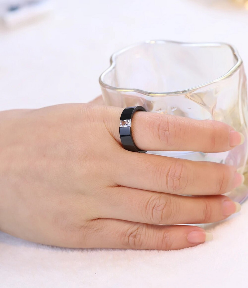 Moodsad kristallist tsirkoonist ehted, kahe värviga kaetud sõrmus, klassikaline 316L roostevabast terasest sõrmused naistele meeste ehted peokingitused