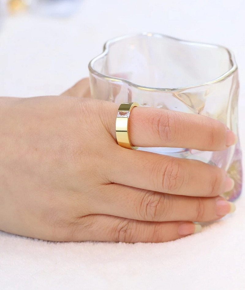 Moodsad kristallist tsirkoonist ehted, kahe värviga kaetud sõrmus, klassikaline 316L roostevabast terasest sõrmused naistele meeste ehted peokingitused