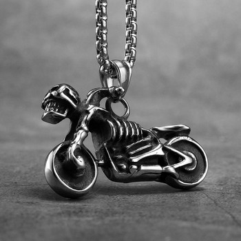 Ghost Rider Skull Motorcycle Biker Мъжки колиета от неръждаема стомана Висулка Верига Ново в за жени Модни бижута Подаръци на едро