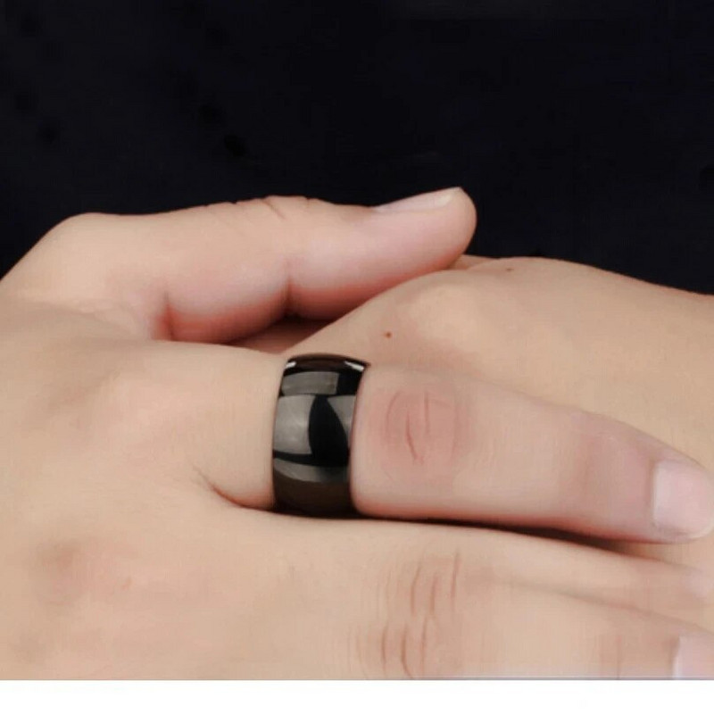 VQYSKO meeste läikivad 316L titaanterasest meeste sõrmused, mis kannavad siledat PÖIDLA rõngast anel anillos para los hombres