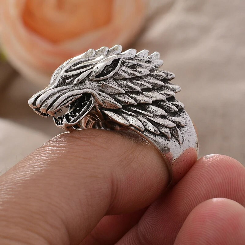 Domineeriv Wolf Head Design Retro Tai hõbedane mees Punk Rock peosõrmus Ehted Kingitused tuhmumata odavad