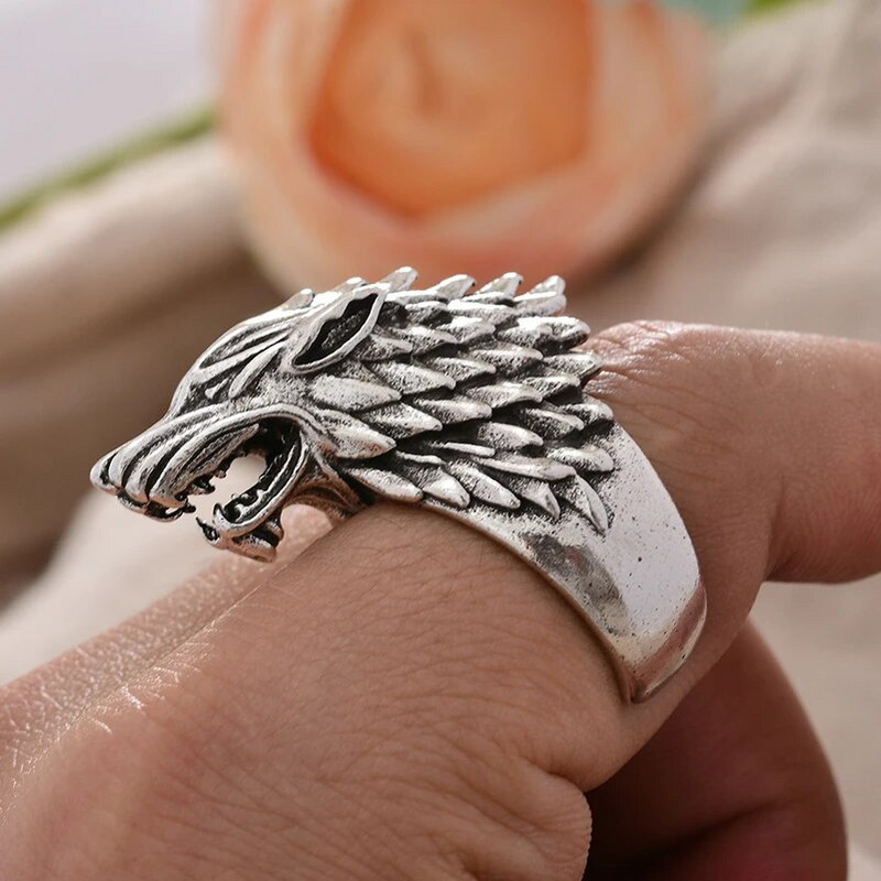 Domineeriv Wolf Head Design Retro Tai hõbedane mees Punk Rock peosõrmus Ehted Kingitused tuhmumata odavad