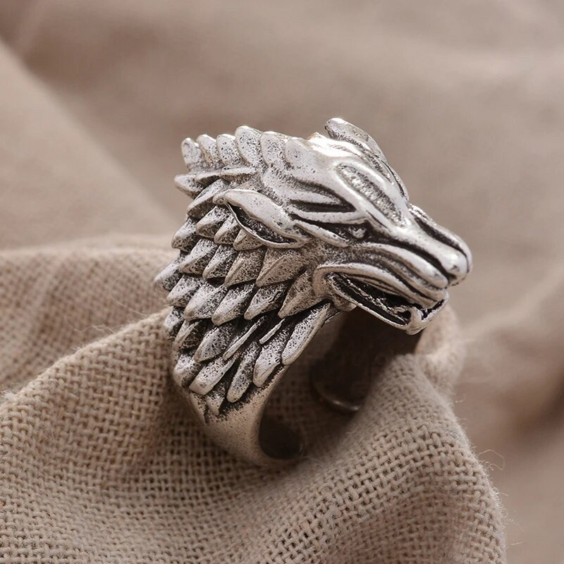 Domineeriv Wolf Head Design Retro Tai hõbedane mees Punk Rock peosõrmus Ehted Kingitused tuhmumata odavad