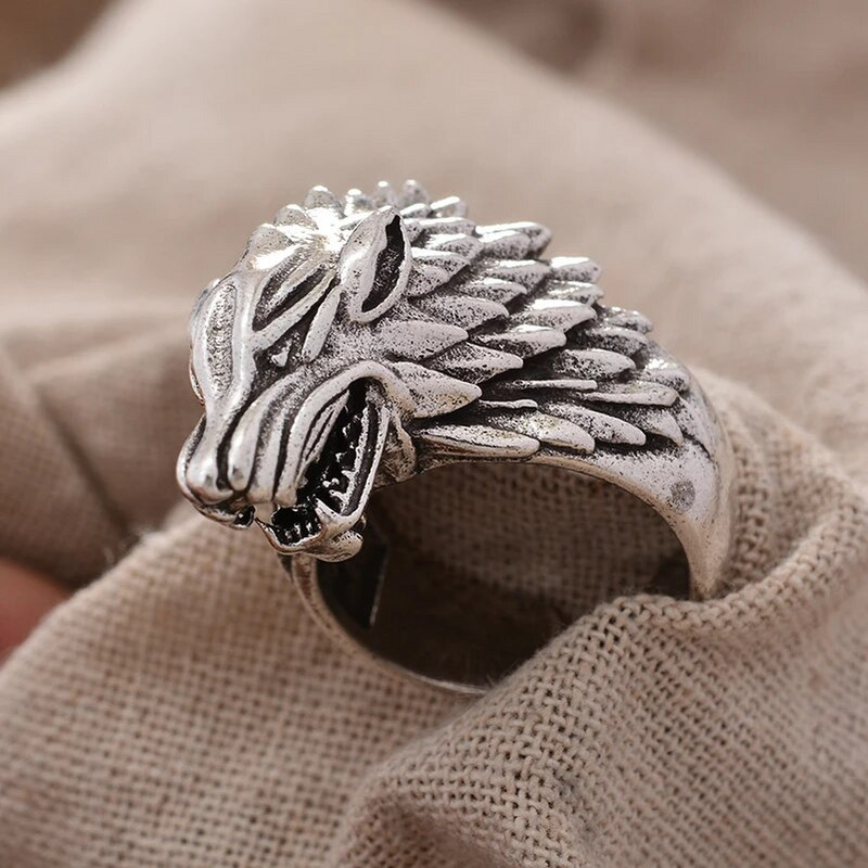 Domineeriv Wolf Head Design Retro Tai hõbedane mees Punk Rock peosõrmus Ehted Kingitused tuhmumata odavad