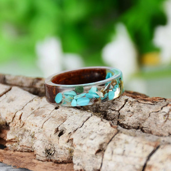 Пръстен от дървена смола Прозрачен пръстен от епоксидна смола Моден ръчно изработен сватбен бижу от сушени цветя Любовен пръстен за жени 2019 Нов дизайн