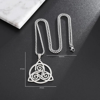 Колие с висулка Trinity Celtic Knot Мъже Жени Амулет Triskelion от неръждаема стомана Племенна защита Triskele Jewelry