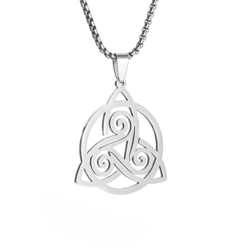 Ogrlica s privjeskom s keltskim čvorom Trinity Muškarci Žene Triskelion amulet od nehrđajućeg čelika Plemenska zaštita Triskele nakit