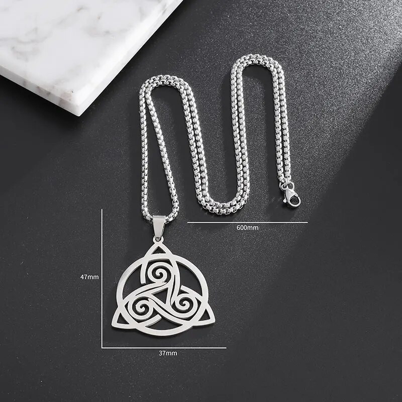 Ogrlica s privjeskom s keltskim čvorom Trinity Muškarci Žene Triskelion amulet od nehrđajućeg čelika Plemenska zaštita Triskele nakit