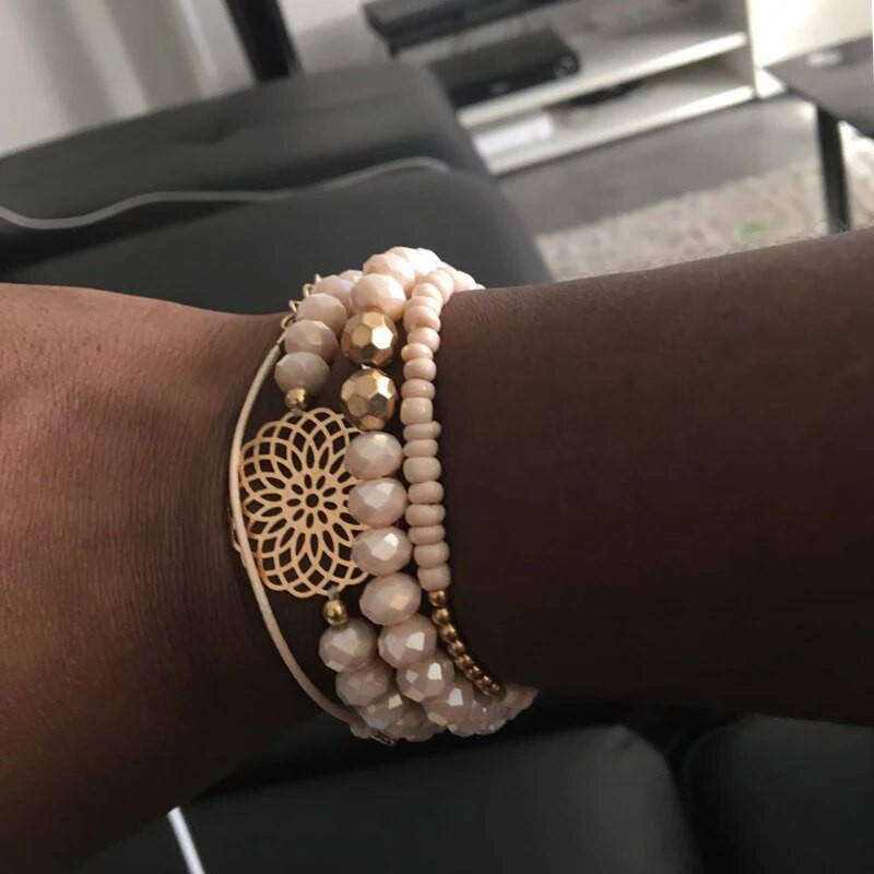 Tocona Bohemian Crystal Stone Bead Käevõru komplekt Naistele Luksuslikud kullavärvi käevõrud Naiste gooti India ehete aksessuaarid