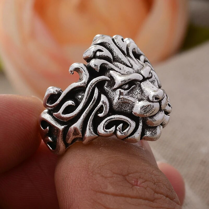 Vintage Domineeriv Lõvi Loomade Disain Tai hõbedane mees peosõrmus Ehted jõulukingitused ei tuhmu